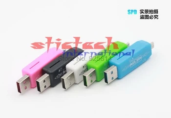 от dhl или EMS 200шт Micro OTG Card Reader USB Hub 2.0 USB Memory TF Card Reader адаптер для подключения комплекта