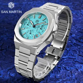 San Martin Роскошные Мужские часы Miyota 9120 Механизм Классические Автоматические Механические наручные часы Сапфировое стекло BGW-9 Светящийся 10Bar
