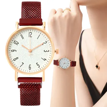 Простые цифровые женские кварцевые часы из розового золота с модным магнитом из нержавеющей стали 2023 года, новые женские часы для одевания, часы